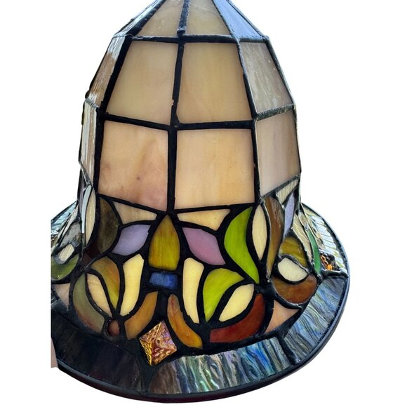 Art Nouveau/Victorian-Style Slag Glass Lamp Shade – 8" Bent Stained Glass - Picture 3 of 16